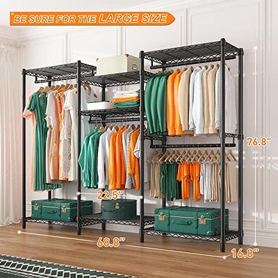 VIPEK V2E Wire Garment Rack Heavy Duty Clothes Rack with 6-Shelf Hanging  Closet Organizer & 2 Drawers, Max Load 550LBS - Black