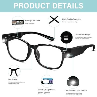 Reading Glasses with Lights Bright LED Readers Magnifying Glasses