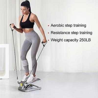 Mini Stepper for Exercise, Stair Stepper with Resistance Band and Calories  Count