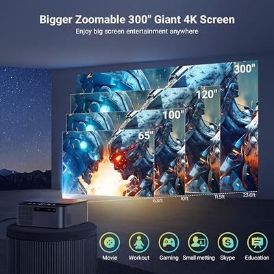 4K Projector with 5G WiFi and Bluetooth, 480 ANSI 15000L Native 1080P Projector  4K Support, Portable Mini Projector with 120'' Screen for Outdoor Movie  Home Compatible w/ HDMI/USB/TV Stick/PS5