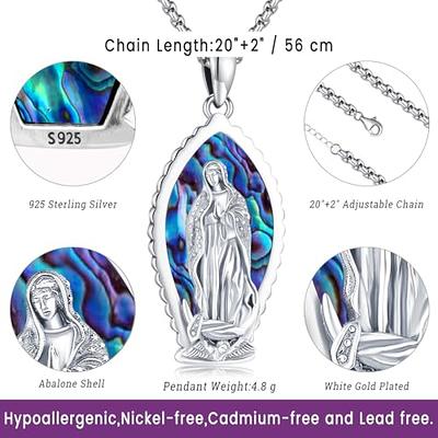 Weddinen Virgin Mary Necklace for Men Boys Stainless Steel Jewelry  Miraculous Medal Pendant Chain，Holy Mother Maria Necklace，Religious Gift  (Black) - Walmart.com