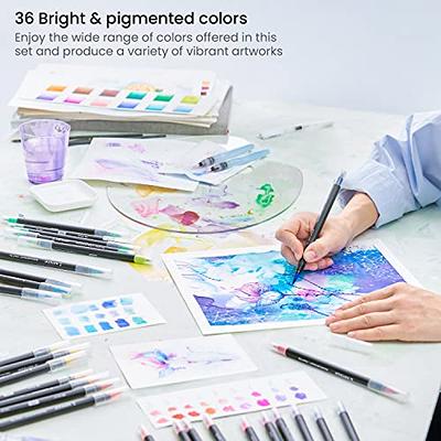 KINGART Pro Brush Pens, 24 Colors for Real Watercolor Painting with  Flexible Nylon Brush Tips, Paint Markers for Coloring, Calligraphy and  Drawing for