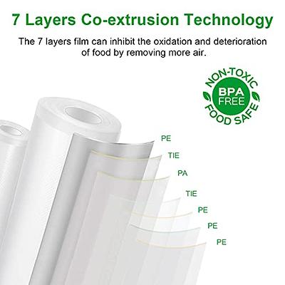 Syntus 8 x 150' Food Vacuum Seal Roll Keeper with Cutter Dispenser,  Commercial Grade Vacuum Sealer Bag Rolls, Food Vac Bags, Ideal for Storage,  Meal