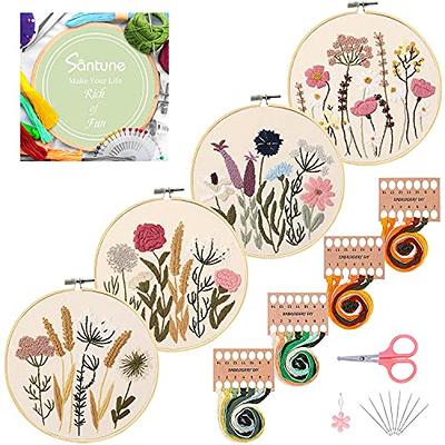  Uphome 3 Pack Embroidery Starter Kit for Beginners Stamped  Cross Stitch Kits with Cute Flowers and Plants Patterns with 1 Embroidery  Hoop and Color Threads for Adults Kids