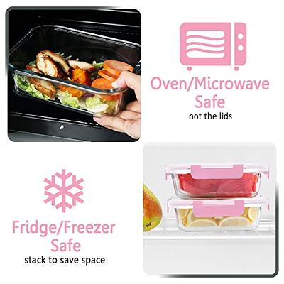 10 Packs Glass Meal Prep Containers with Lids, Glass Food Storage Containers  Set, Airtight Lunch Containers, Microwave, Oven, Freezer and Dishwasher  Friendly, Pink