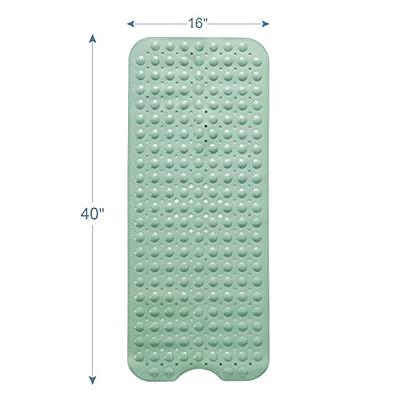 DEXI Bath Tub Shower Mat Non-Slip 16 x 39 Extra Long Bathtub Mats, Suction  Cups, Drain Holes, Machine Washable Bathroom Mat, Clear Grey