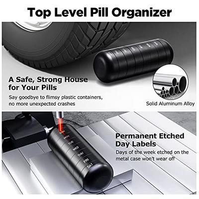 Metal Travel Pill Organizer, Portable 7 Day Vitamin Organizer