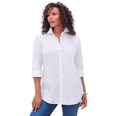 Plus Size Women's Three-Quarter Sleeve Kate Big Shirt by Roaman's