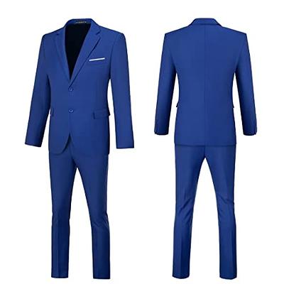 Royal Blue Jacket Black Pant Men Suit 2 Pieces Wedding Suits (Jacket+Pants)  Royal Blue XS : : Fashion