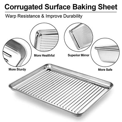 Baking Sheet Set of 2 - Stainless Steel Cookie Sheet Baking Pan, Size 12 x  10 x 1 inch, Non Toxic & Heavy Duty & Mirror Finish & Rust Free & Easy  Clean 