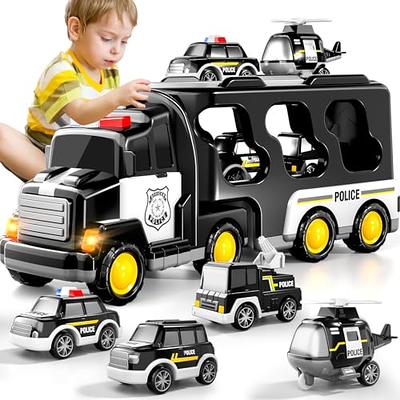TEMI 5-in-1 Construction Truck for 3-9 Year Old Boys and Girls - Friction  Power Vehicle Car for Toddlers 1-3, Carrier for Kids 3-5 - Christmas and