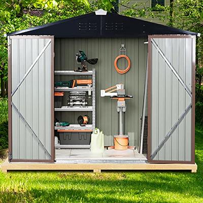 8 x 4 FT Outdoor Storage Shed, Metal Outside Sheds & Outdoor Storage with  Sliding Doors and Vents, Steel Garden Shed Outdoor Utility Tool Shed with