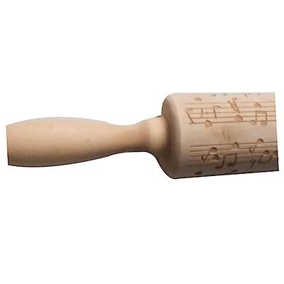 EMBOSSING ROLLING PIN FLORAL WREATH Wooden embossing dough roller with  Flowers pattern