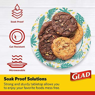 Glad Square Disposable Paper Plates for All Occasions | Soak Proof, Cut Proof, Microwaveable Heavy Duty Disposable Plates | 8.5 Diameter, 600 Count