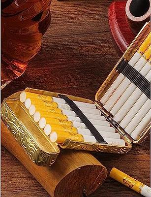 YHOUSE Cigarette Case - Retro Metal Cigarette Box Double Sided Spring Clip  Open Pocket Holder for 20 Cigarettes (Golden)