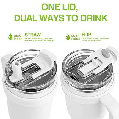 Zukro 50 oz Mug Tumbler With Handle And Flip Straw, Leakproof Vacuum  Insulated Stainless Steel Cup