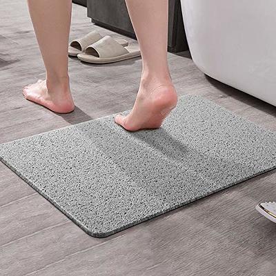 Shower Bathtub Mat Non Slip with Drain Quick Drying Loofah Grey Color  Design