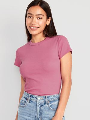 Pink plain cropped t shirt, T shirt crop tops for women