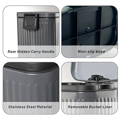 Kitchen Compost Bin Bucket Steel Waste Pail with Lid Plastic Inner - Grey