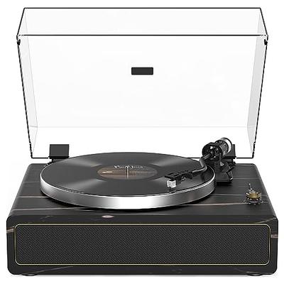 LP&No.1 Vinyl Record Player with External Speakers, 3-Speed Belt-Drive  Turntable for Vinyl Albums with Auto Off and Wireless Input,Dark Brown Wood  : : Electronics