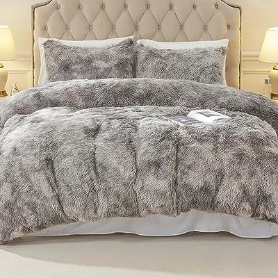 5Pcs Plush Fluffy Bedding Duvet Cover Set Faux Fur Velvet Fluffy Bed Sets  Luxury Ultra Soft Fuzzy Comforter Cover (…