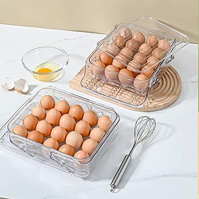 Egg Storage Box Large Capacity Egg Container Refrigerator 3 Layer Stackable  Egg Tray Automatic Rolling Egg Box for Kitchen