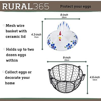 Rural365 Black Metal Chicken Egg Basket - Rustic Decor Chicken Basket Egg  Holder 