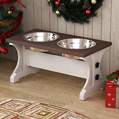 Buy Siooko Elevated Dog Bowls for Large Dogs, Wood Raised Dog Bowl Stand  with 2 Stainless Steel Dog Bowls, Dog Food Bowl and Dog Water Bowl Non-Slip  Feet (7.7 Tall, 58 oz
