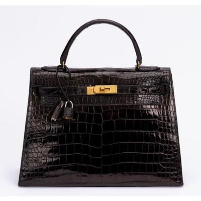 Hermes LG Vintage Brown Croc Doctor Bag - Vintage Lux