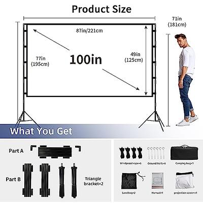 VEVOR Projector Screen with Stand 150 Portable Movie Screen DSTPMYC150IOC3LUQV0