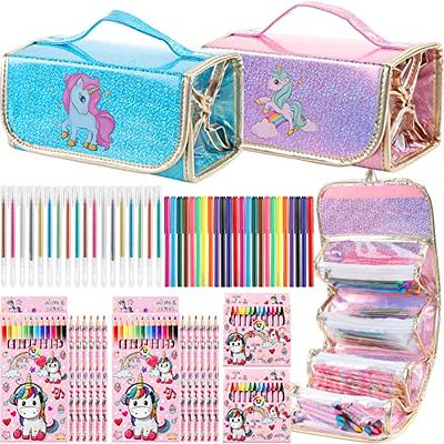  Unicorn Markers Set Gifts for Girls: Coloring Scented Markers  Kit with Unicorns Pencil Case - 66PCS Art School Supplies Drawing Toys Age  - Birthday Christmas Gift for Kids 4 5 6