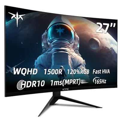 Gaming Monitor - Jlink 27 165Hz 1ms 1440P QHD (2560x1440) 106% sRGB  Computer Monitor, Anti-Glare FreeSync G-sync HDR 2K VA Screen with HDMI DP  USB