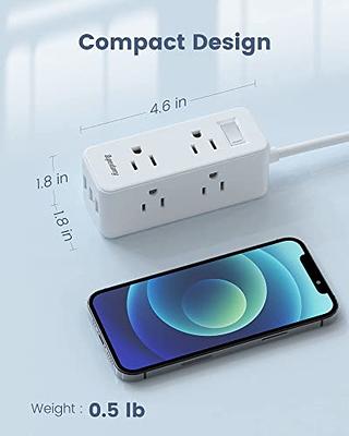 Etokfoks 5 ft. 4 AC Outlets Flat Plug Power Strip with 3 USB Ports, Black Extension Cord Wall Mount Outlet Extender