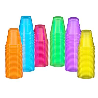 16 Ounce Colorful Reusable Plastic Party Cups, Neon Birthday