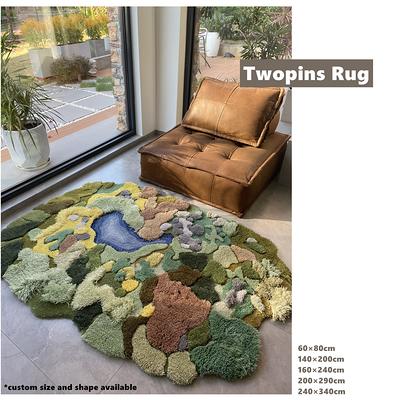 Luxury Moss Rug Hand Tufted Wool Pet Mat Pet Rug