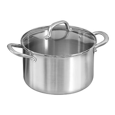 SLOTTET Tri-Ply Whole-Clad Stainless Steel Sauce Pan with Pour Spout ,1.5  Quart Small Multipurpose Pasta Pot with Strainer Glass Lid, Saucepan for  Cooking with Stay-cool Handle 