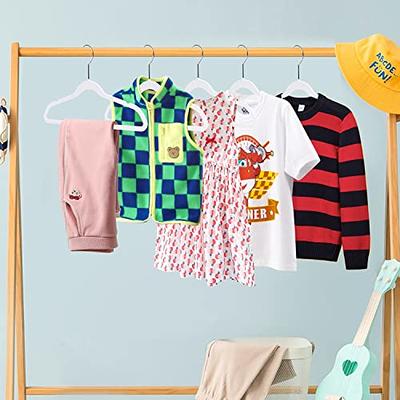 Zober Velvet Kids Hangers for Closet - Pack of 50 Non Slip Childrens Hangers  for Shirts, Pants & Dresses w/Swivel Hook - Durable Kids Clothes Hanger  w/Notches - Small Hangers - Pink