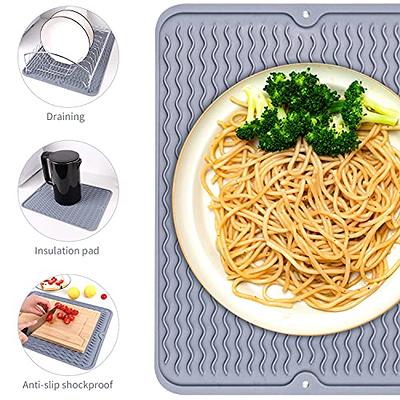 Cheers.US Silicone Dish Drying Mat -Large Flexible Rubber Drying Mat, Heat  Resistant Silicone Trivet, Counter Top Mat, Dish Draining Mat, Sink Mat for