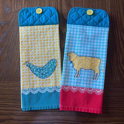 Hanging Loop Towel. Double Hanging Towels. Kitchen Hanging Towel