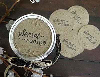 Secret Recipe Mason Jar Labels Gift Tags for Canning Lid Toppers Set of 12
