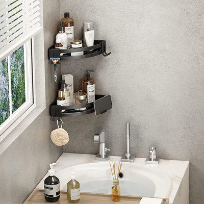 Wall-Mounted Corner Shower Caddy-Adhesive Bathroom Storage