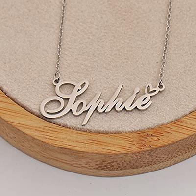  HUAN XUN Gold Stainless Steel Initial Charm Necklace