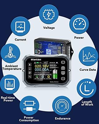 Battery Monitor with Shunt 400A 0-120V 2.4inch Display Wireless Voltage  Current Meter for Car