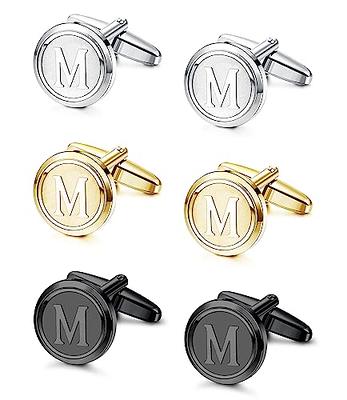  Initial Letter Cufflinks for Men with Gift Box - Personalized  Alphabet Embossed A-Z: Clothing, Shoes & Jewelry