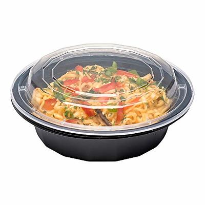 Asporto 26 oz Black Plastic 3 Compartment Food Container - with