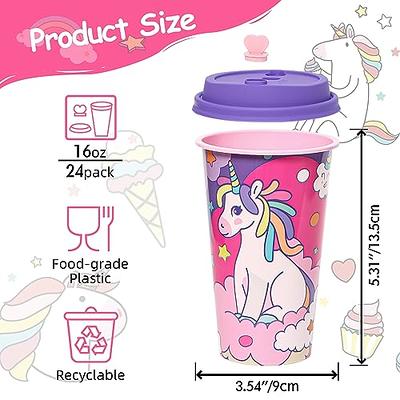 24 Reusable Unicorn Drinking Plastic Straws + 6 Temporary Tattoos for Girls  | Birthday Party Supplies - Rainbow Favors Decorations with 2 Cleaning