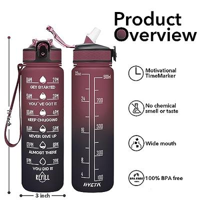 Hyeta 32 Oz Water Bottles with Times to Drink and Straw, Motivational Water  Bott