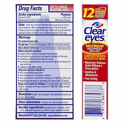 Clear Eyes Maximum Redness Relief Eye Drops  Relieves Drying, Burning &  Irritations, 0.5 Fl Oz (Pack of 3) - Yahoo Shopping