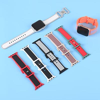 FancyCustomsBoutique Sewing Theme Scissors Print, Apple Watch Band (38mm / 40mm / 41mm / 42mm / 49mm), Vegan Faux-Leather Watch Strap Wrist Bracelet.