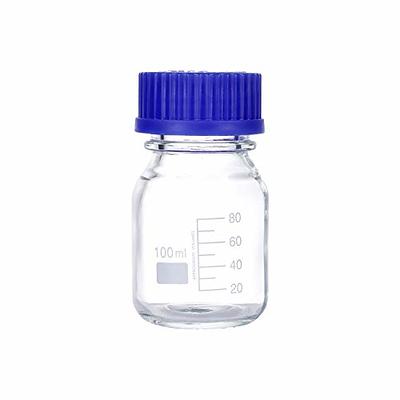 10 Liter Clear Borosilicate Glass Media Bottle, GL-45 Blue Screw Cap,  Graduated